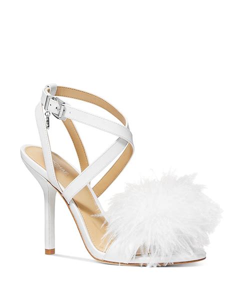 Michael Kors Women's Whitby Feather Trim High Heel Sandals 